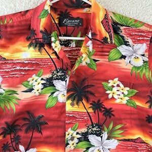Favant Hawaiian Aloha Shirt Mens Size Large Short Sleeve Button Up Floral